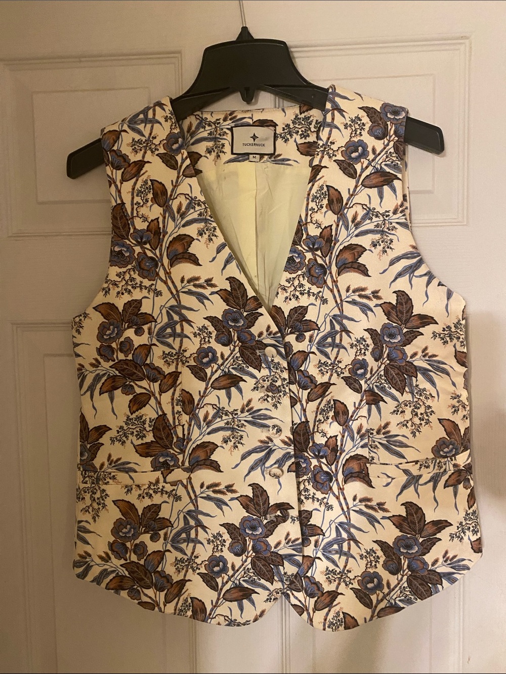 Tucker + Tate Cream Floral Vest with Blue & Brown Print